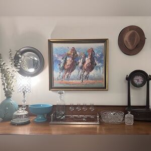 ANTHONY VECCHIO HORSE RACING OIL ON CANVAS